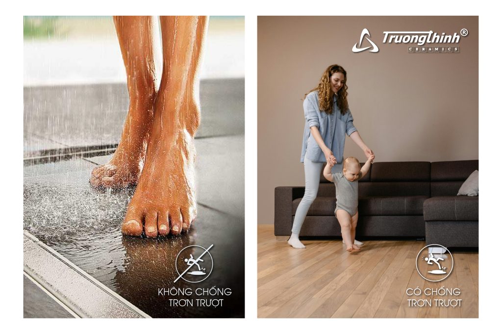 So sánh tác hại trượt ngã khi không sử dụng gạch chống trơn trượt trong nhà ở hiện đại