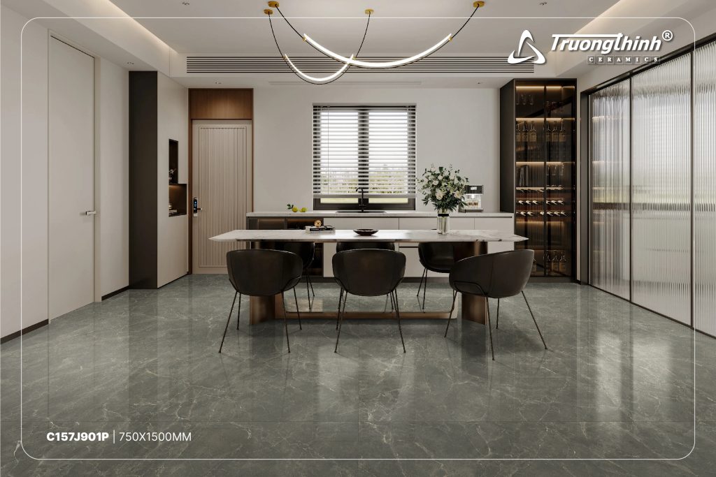 Gạch 75x150cm giúp tạo không gian rộng mở