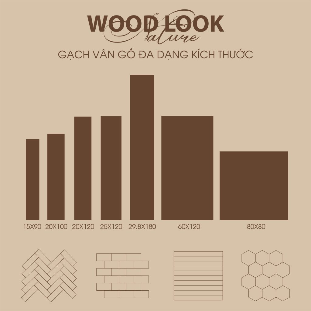 Gạch vân gỗ đa dạng kích thước