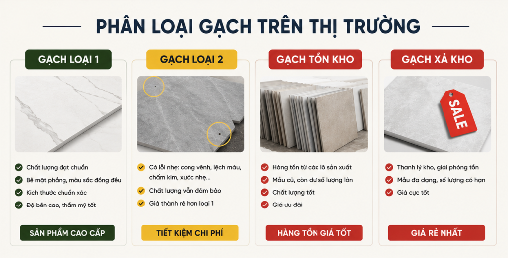 Gạch giá rẻ làm cho sàn nhà xuống cấp nhanh Phân loại gạch giá rẻ trên thị trường